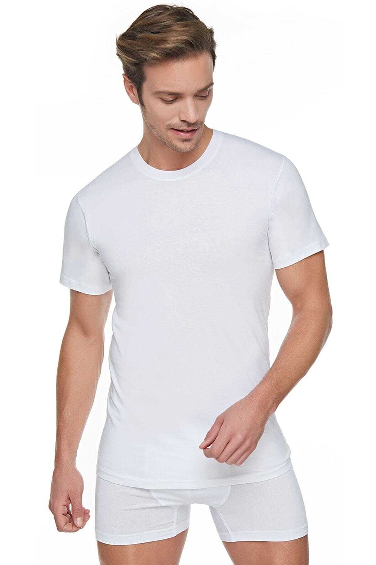 زیر پیراهن یقه گرد آستین کوتاه مردانه سفید برند Seher 