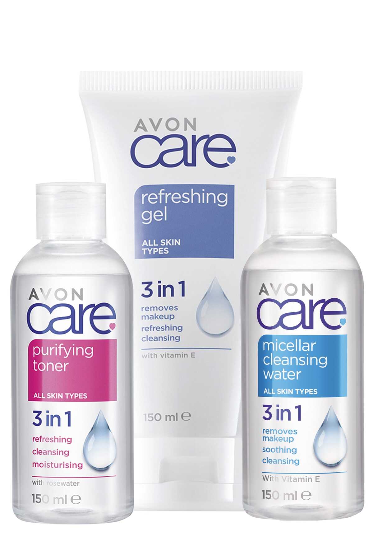 پک 3 عددی ژل پاک کننده آرایش - تونر - میسلار پاک کننده پوست 150 میل برند AVON 