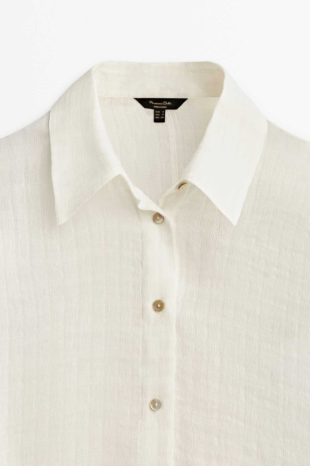 پیراهن زنانه یقه کلاسیک شیری برند Massimo Dutti