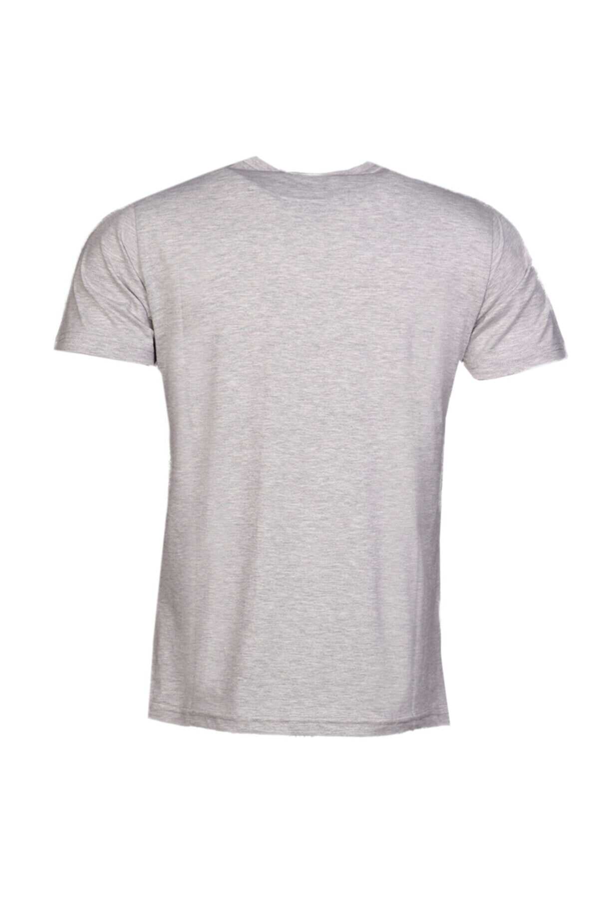 تیشرت یقه گرد چاپ دار مردانه خاکستری برند HUMMEL 