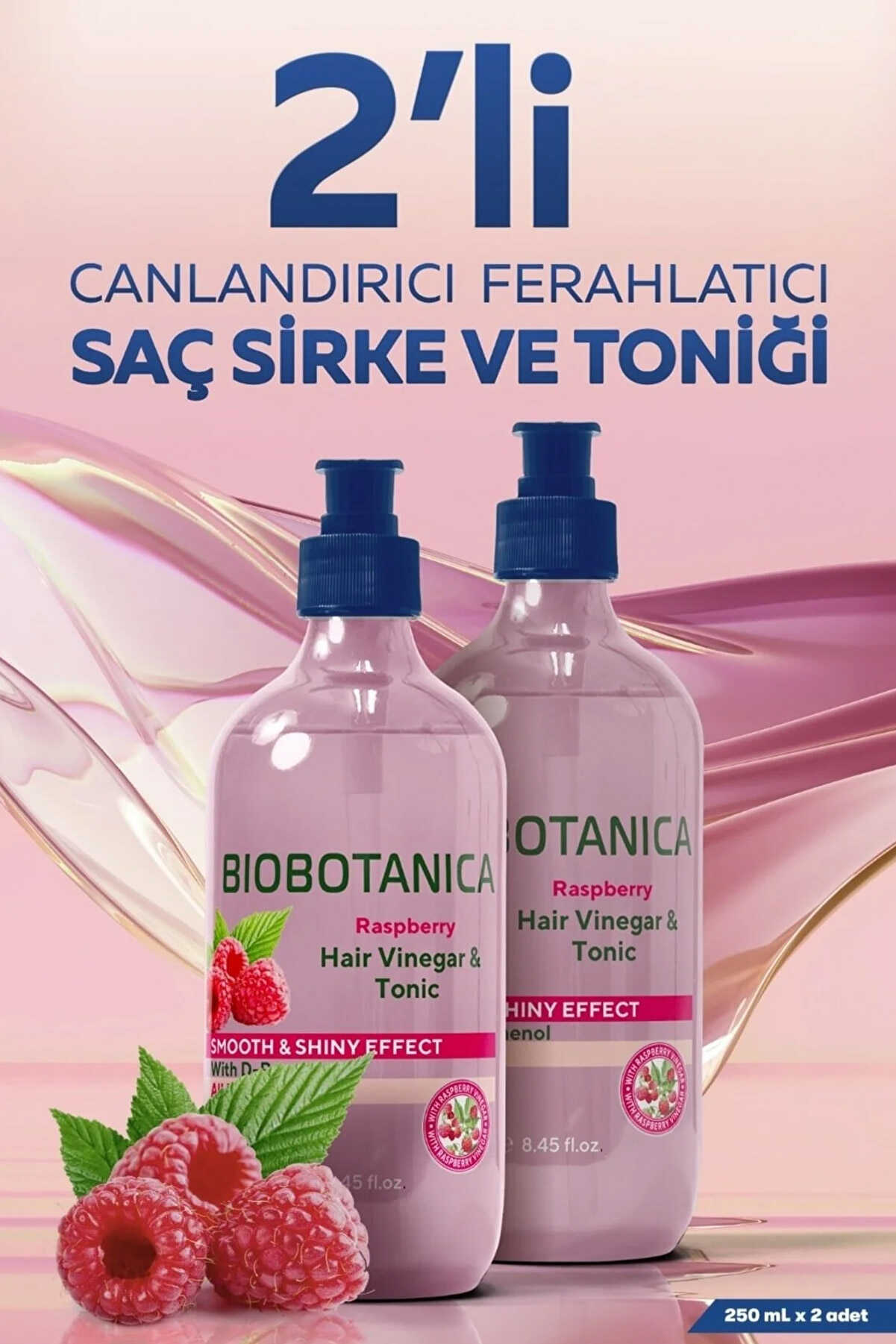 تونیک سرکه تمشک تقویت کننده  مو 250 میلی 2 عددی برند Biobotanica 