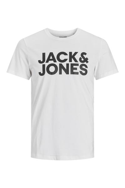 تیشرت مردانه آستین کوتاه یقه گرد چاپ دار سفید برند Jack & Jones