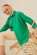 پیراهن دکمه دار یقه کلاسیک زنانه سبز برند asilmoda 