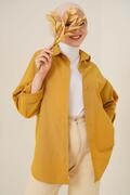پیراهن دکمه دار یقه کلاسیک زنانه خردلی برند asilmoda 