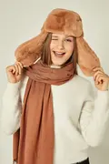 کلاه روسی مدل گوش دار زنانه قهوه ای روشن برند Y-London