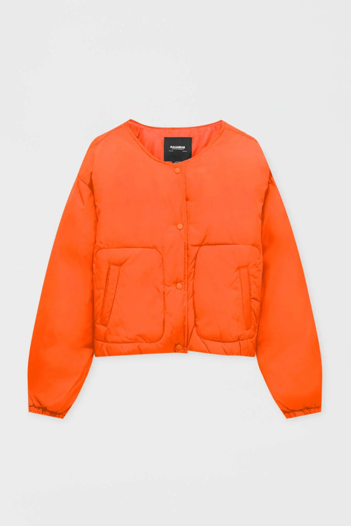 کاپشن کراپ دکمه ای جیب دار زنانه نارنجی برند Pull Bear