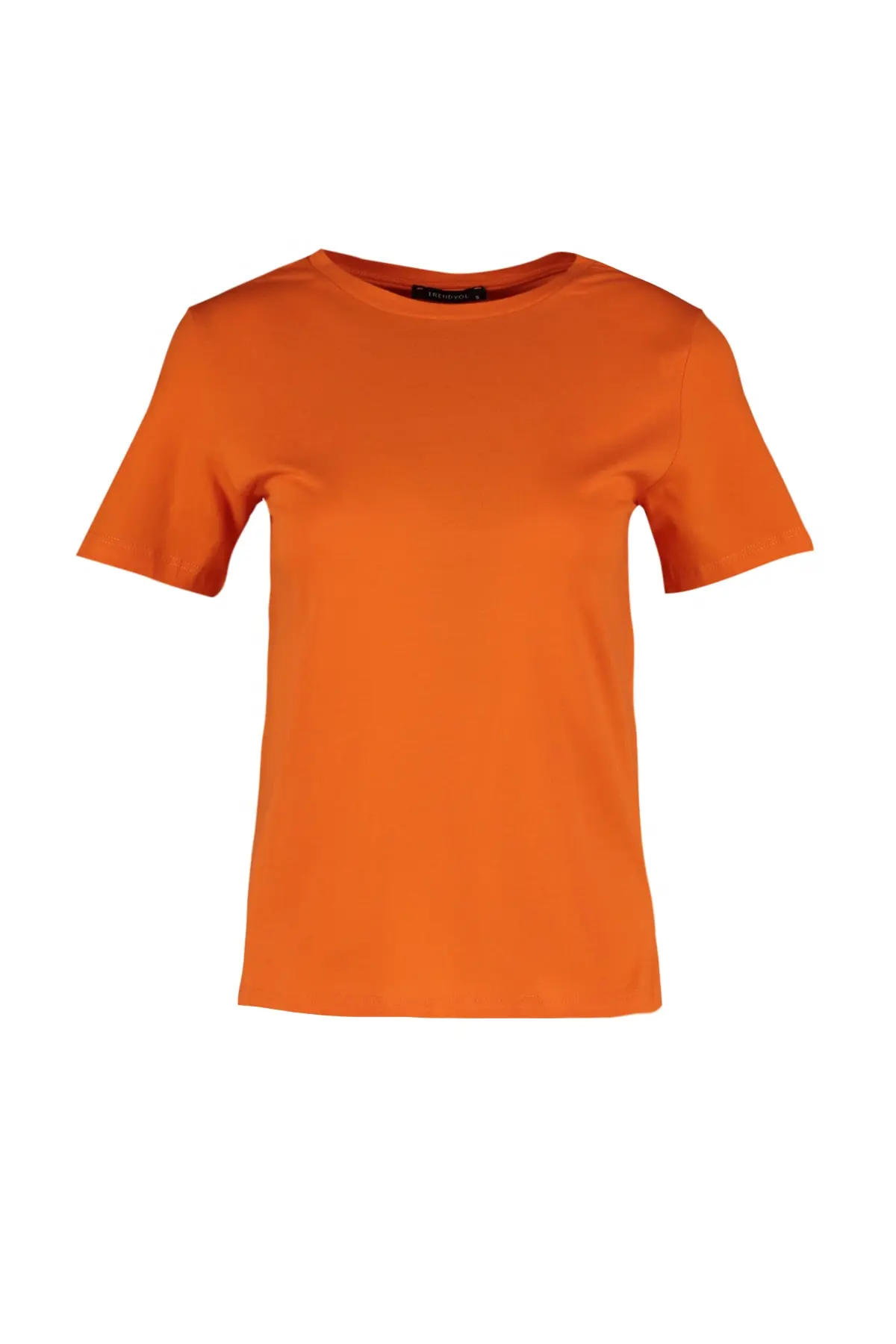 تیشرت پنبه ای ساده زنانه نارنجی برند TRENDYOLMİLLA 