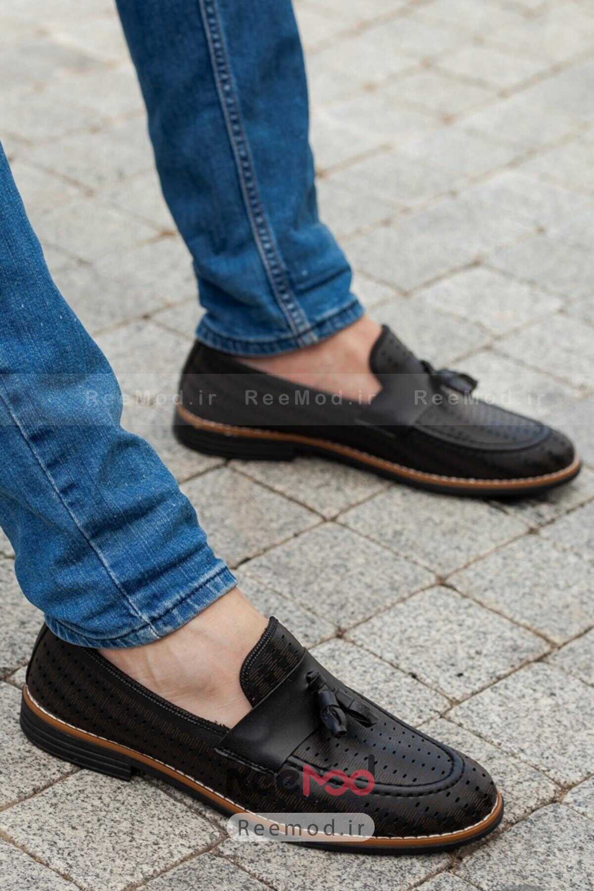 کفش کالج تابستانه منگوله دار مردانه مشکی برند MUGGO 