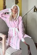 روبدوشامبر پشمی راه راه زنانه صورتی برند Pijamaevi