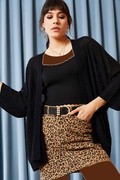 ژاکت بافتنی جلو باز توری مشکی برند Olalook