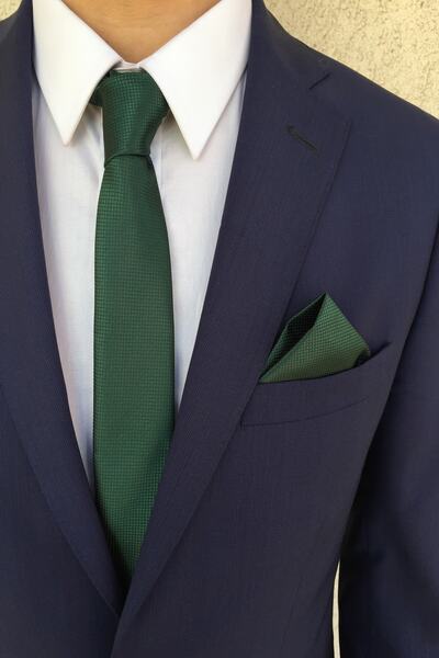 ست کراوات دستمال جیبی مردانه سبز برند Kravatistan 
