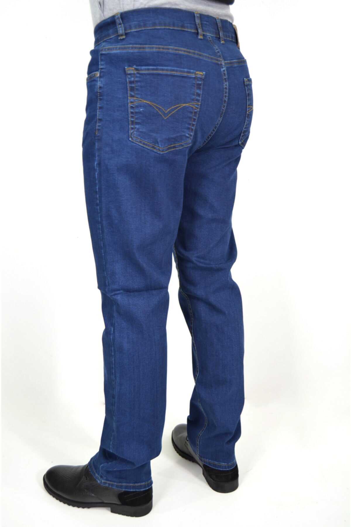 شلوار جین مردانه سایز بزرگ فاق بلند آبی تیره برند ds danlıspor