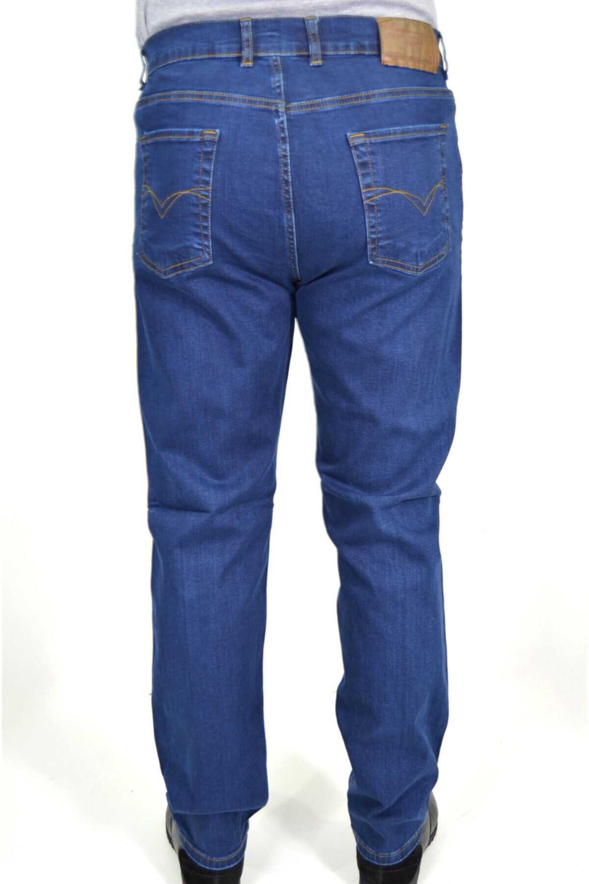 شلوار جین مردانه سایز بزرگ فاق بلند آبی تیره برند ds danlıspor