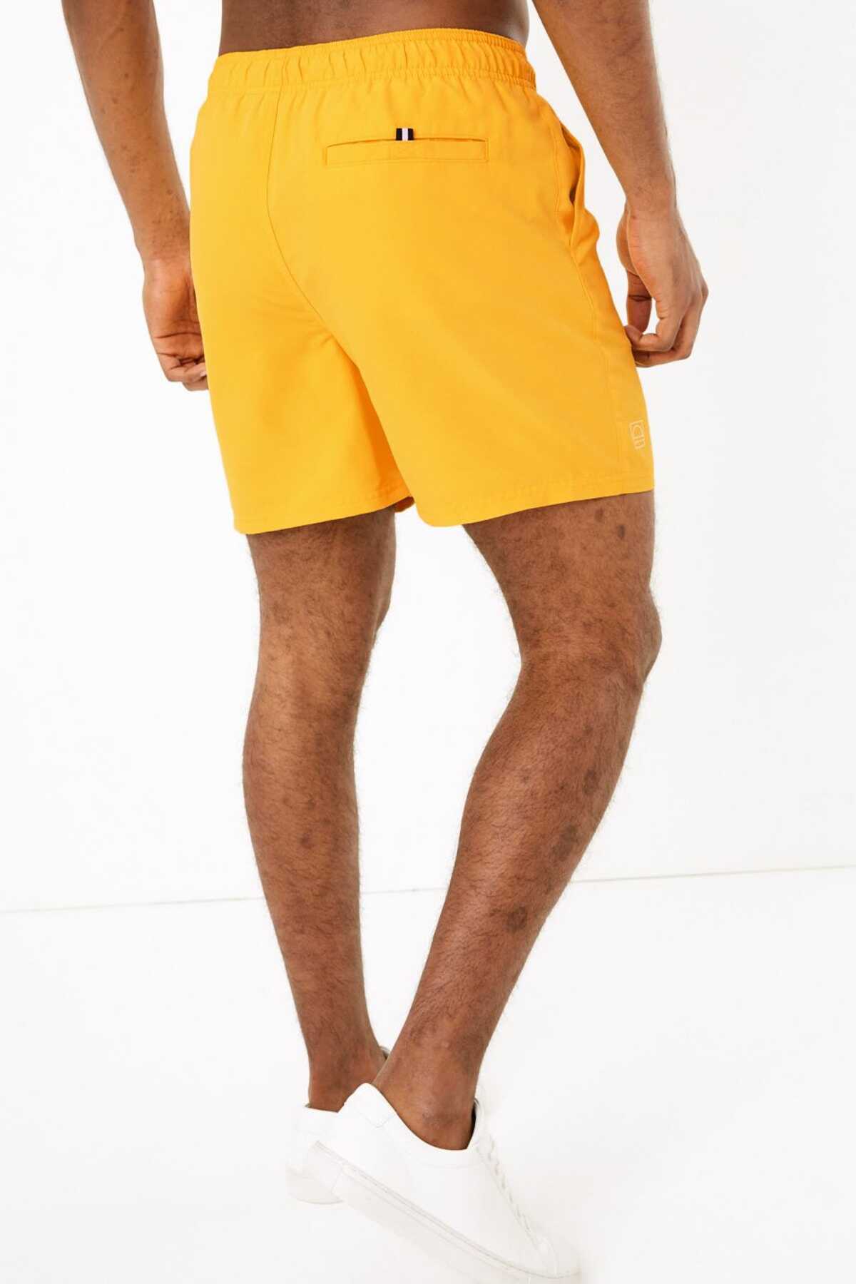 شورت شنا مردانه جیب دار ضد آب بندی زرد برند Marks & Spencer