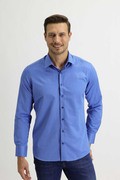 پیراهن کلاسیک آستین بلند طرح دار مردانه آبی برند Kiğılı 