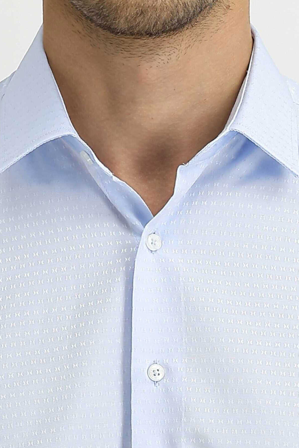 پیراهن کلاسیک آستین بلند طرح دار مردانه آبی روشن برند Kiğılı 