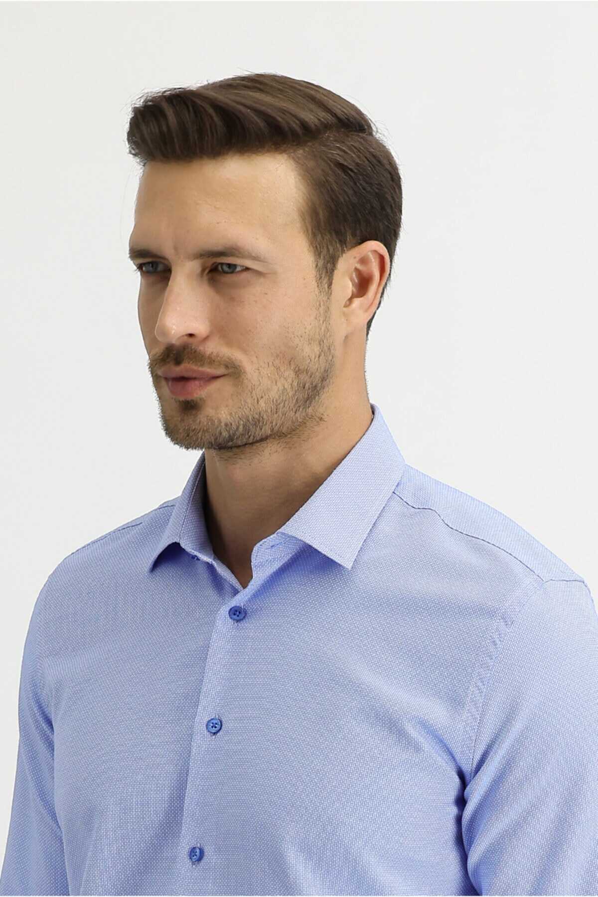 پیراهن کلاسیک آستین بلند مردانه آبی روشن برند Kiğılı 