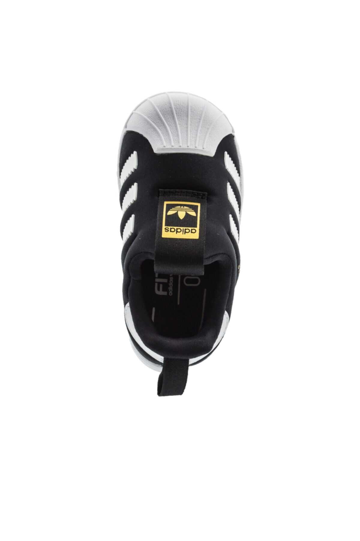 کفش ورزشی بدون بند سه خط بچه گانه یونیسکس دو رنگ مشکی سفید برند adidas 