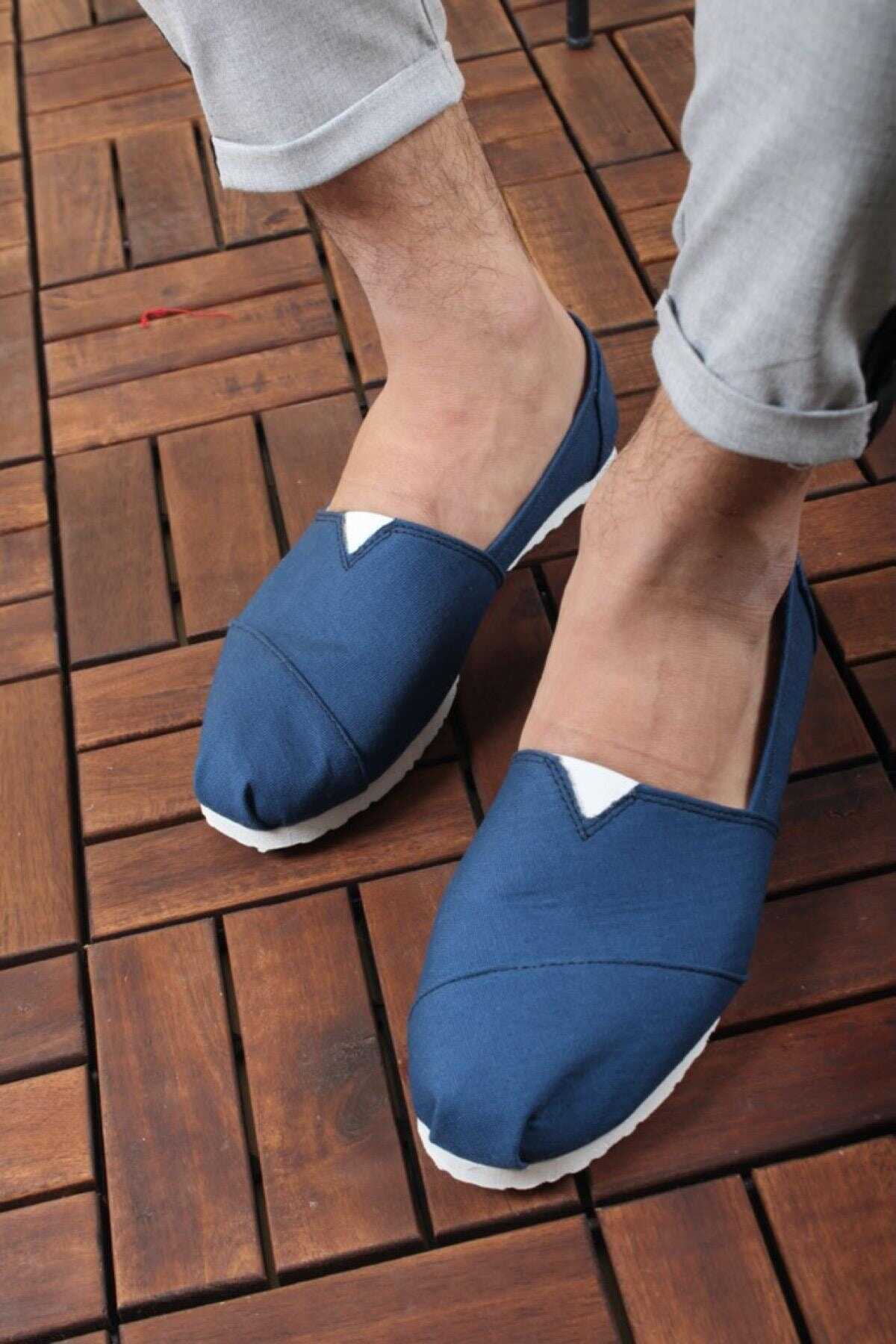 کفش اسپادریل کتان ساده مردانه آبی برند Oksit 