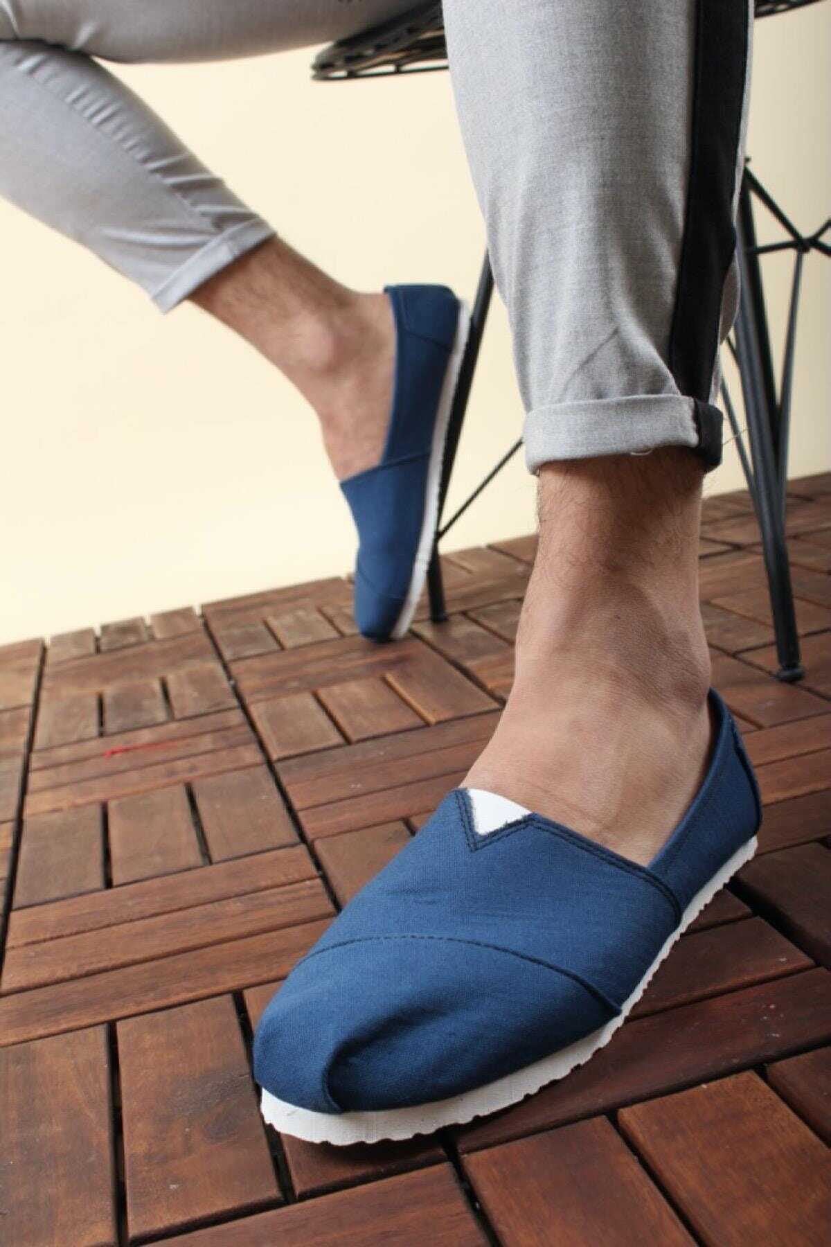کفش اسپادریل کتان ساده مردانه آبی برند Oksit 