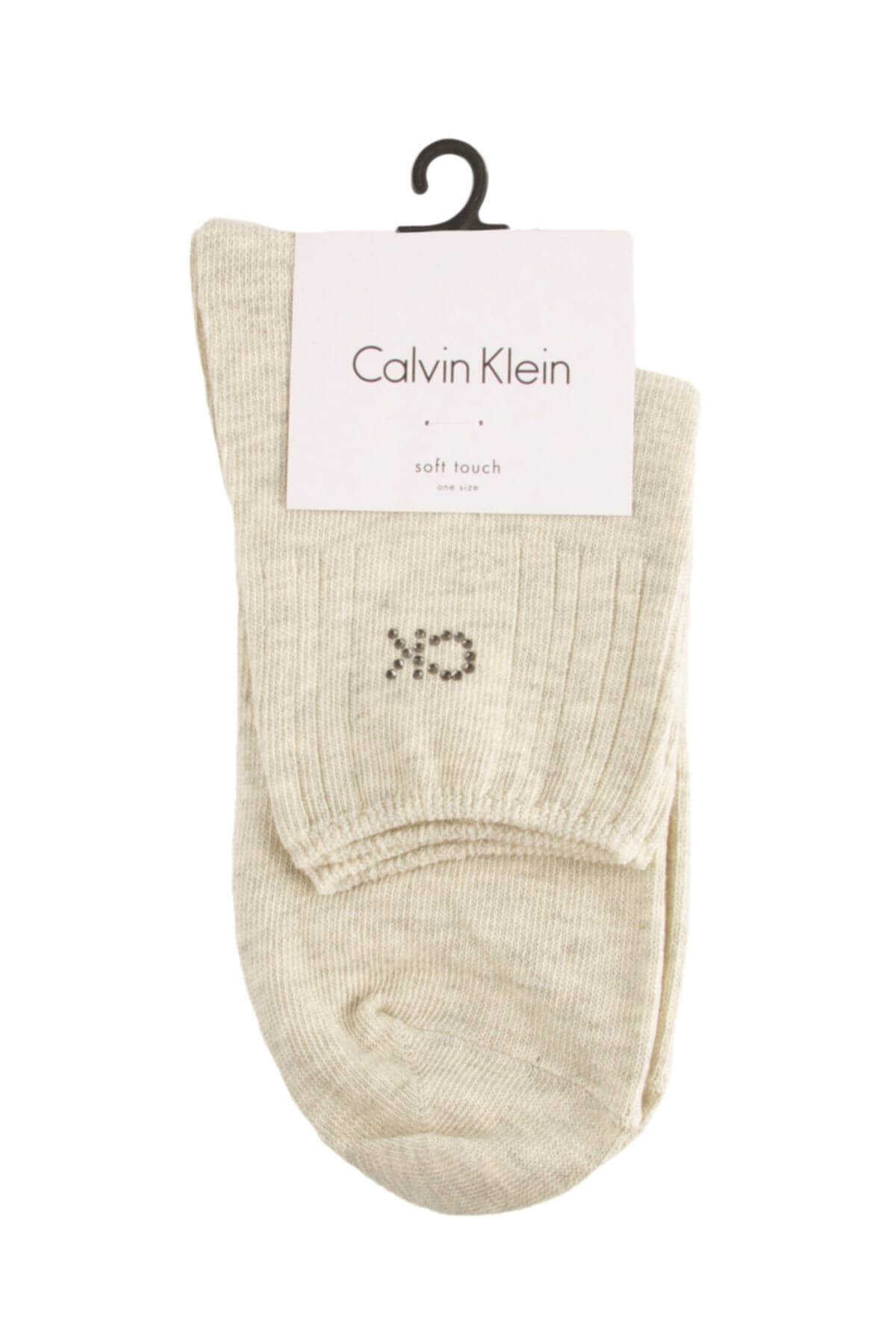 جوراب زنانه کوتاه خاکستری روشن برند Calvin Klein