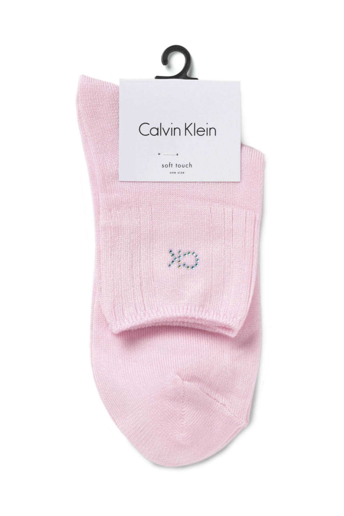جوراب زنانه طرح دار صورتی برند Calvin Klein