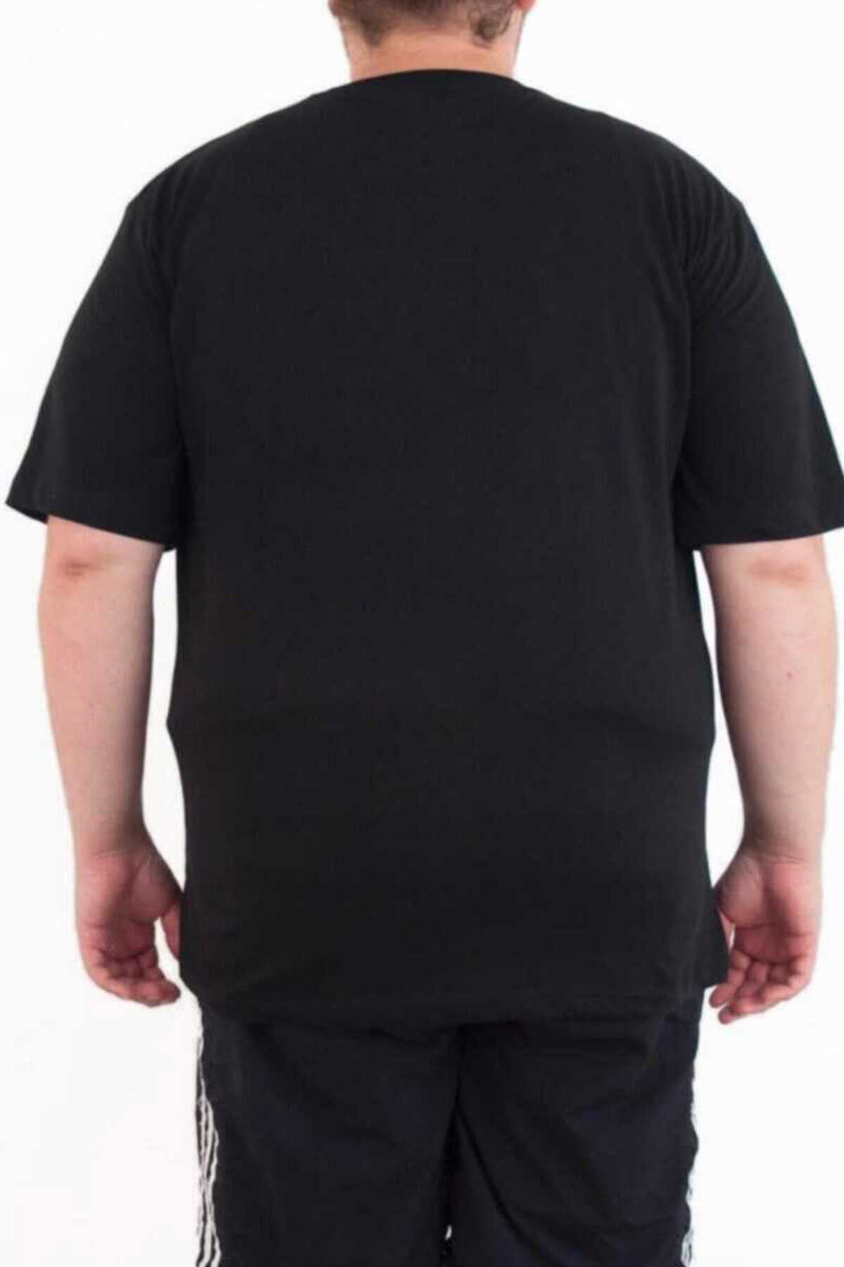 تیشرت یقه گرد چاپ دار سایز بزرگ مردانه مشکی برند Bant Giyim