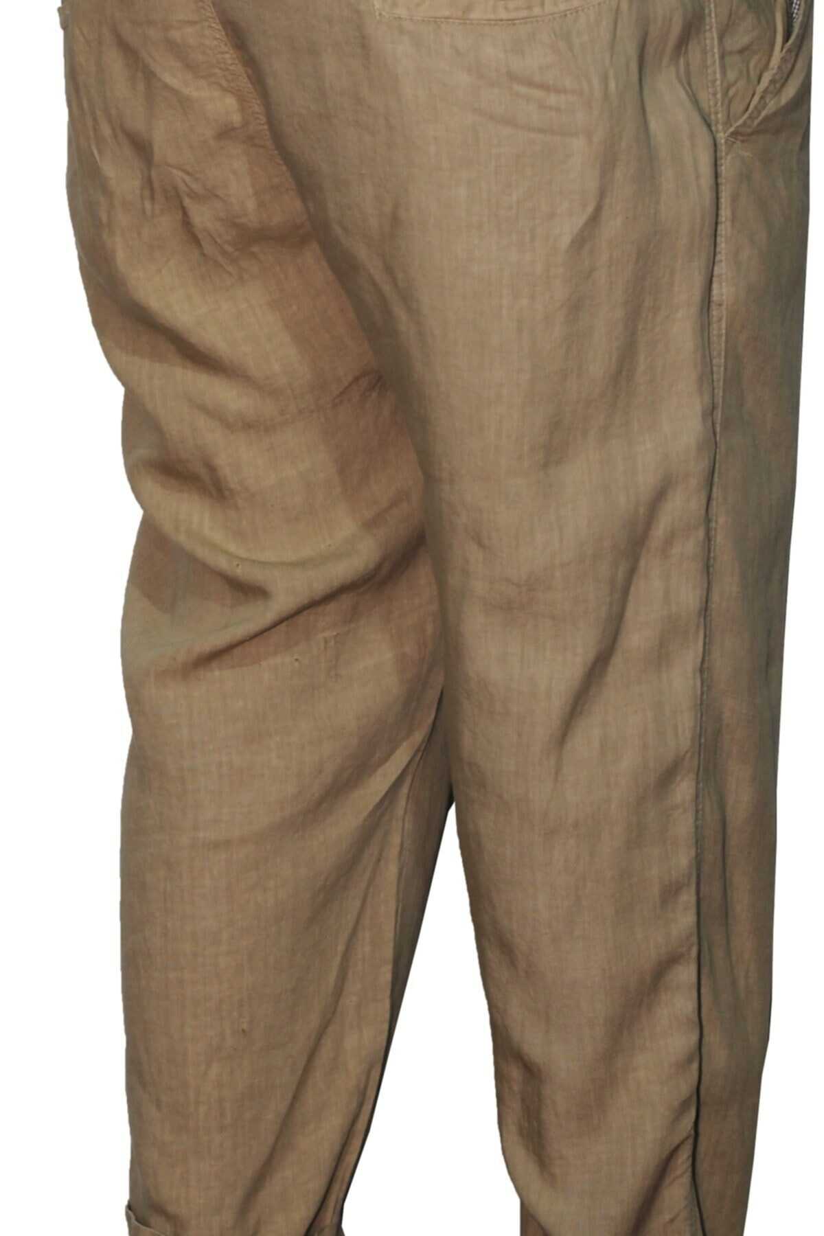شلوار کتان سایز بزرگ بندی مردانه زیتونی سیر برند Thomas Breitling 