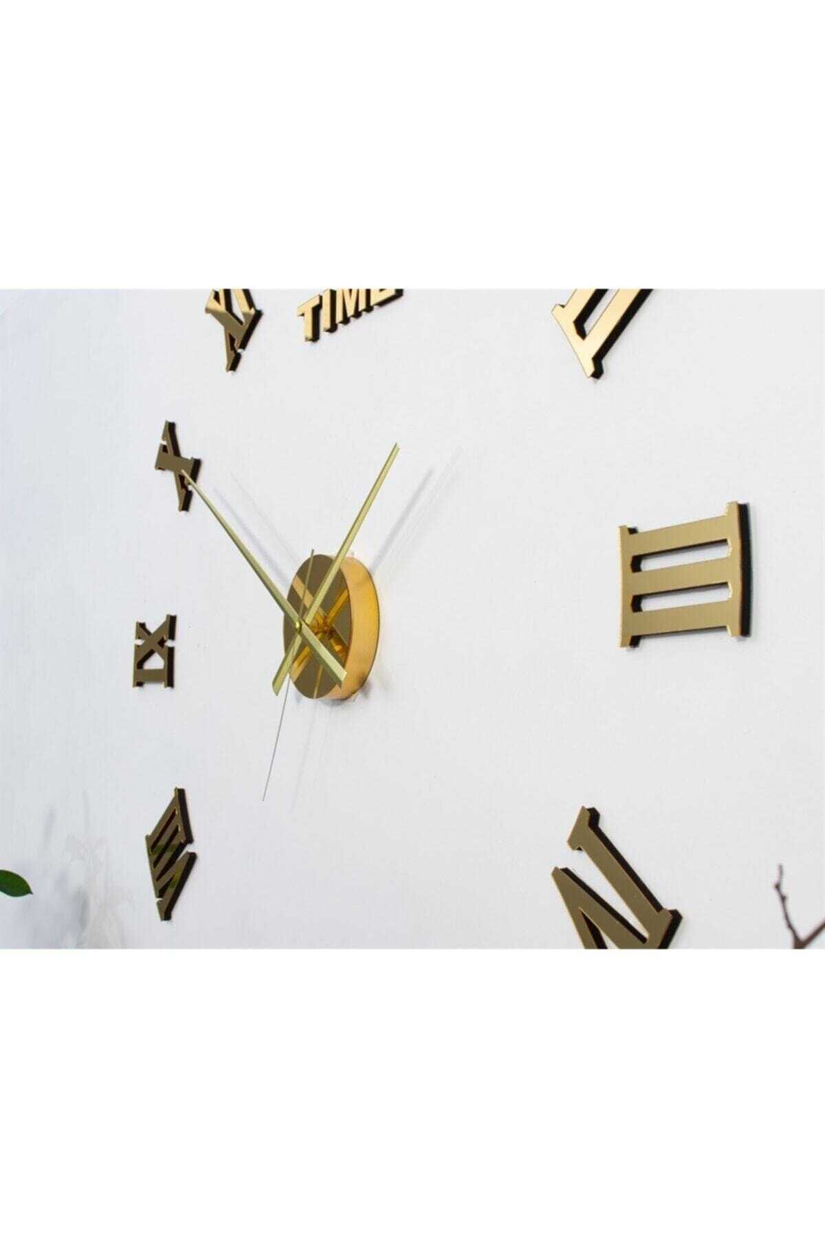 ساعت دیواری پلکسی مدل اعداد رومی سه بعدی سایز بزرگ طلایی برند Otantik 