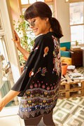 کیمونو طرح اسلیمی زنانه کوتاه مشکی برند Olalook
