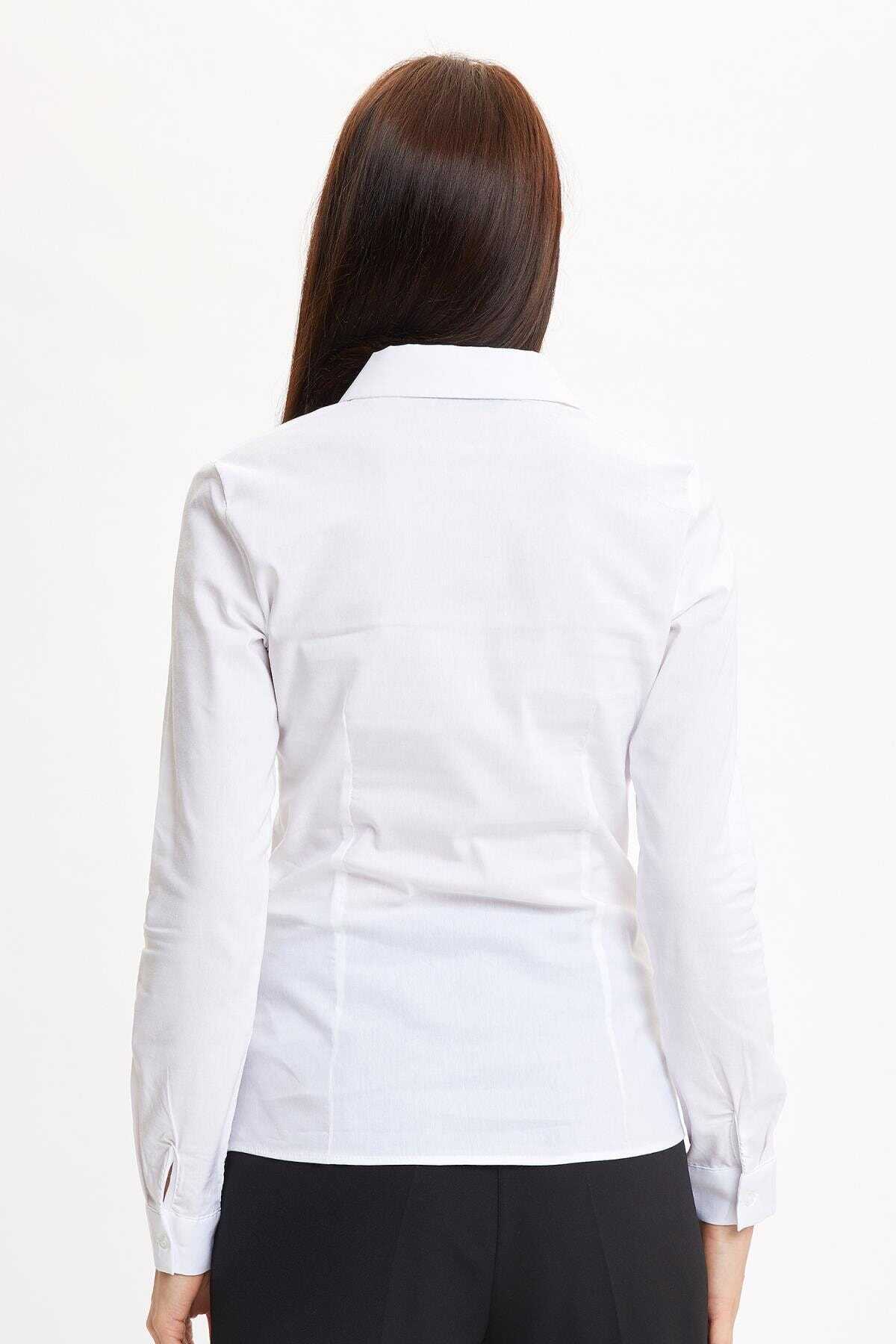 پیراهن زنانه یقه کلاسیک سفید برند DeFacto 
