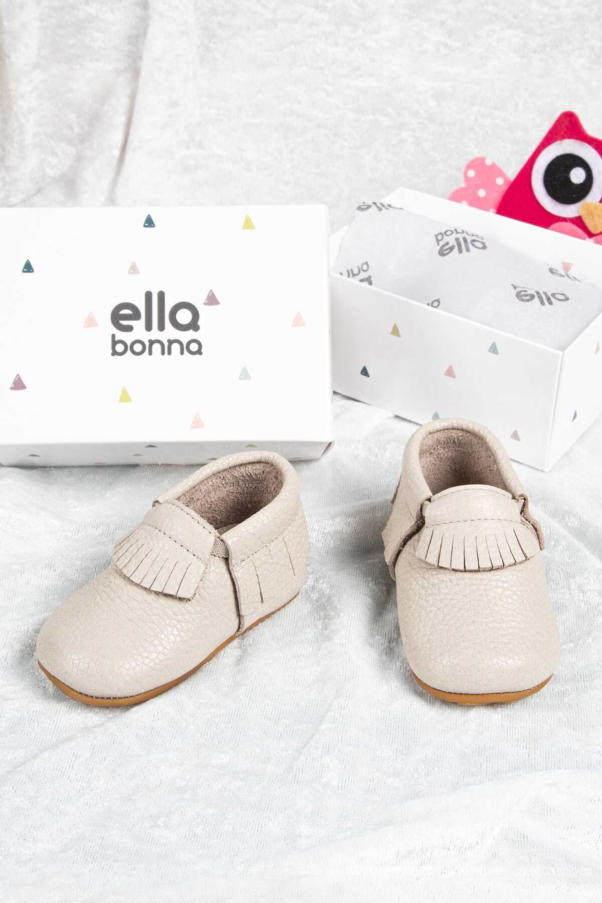 کفش راحتی مدل سرخپوستی بچه گانه یونیسکس استخوانی برند Ella Bonna