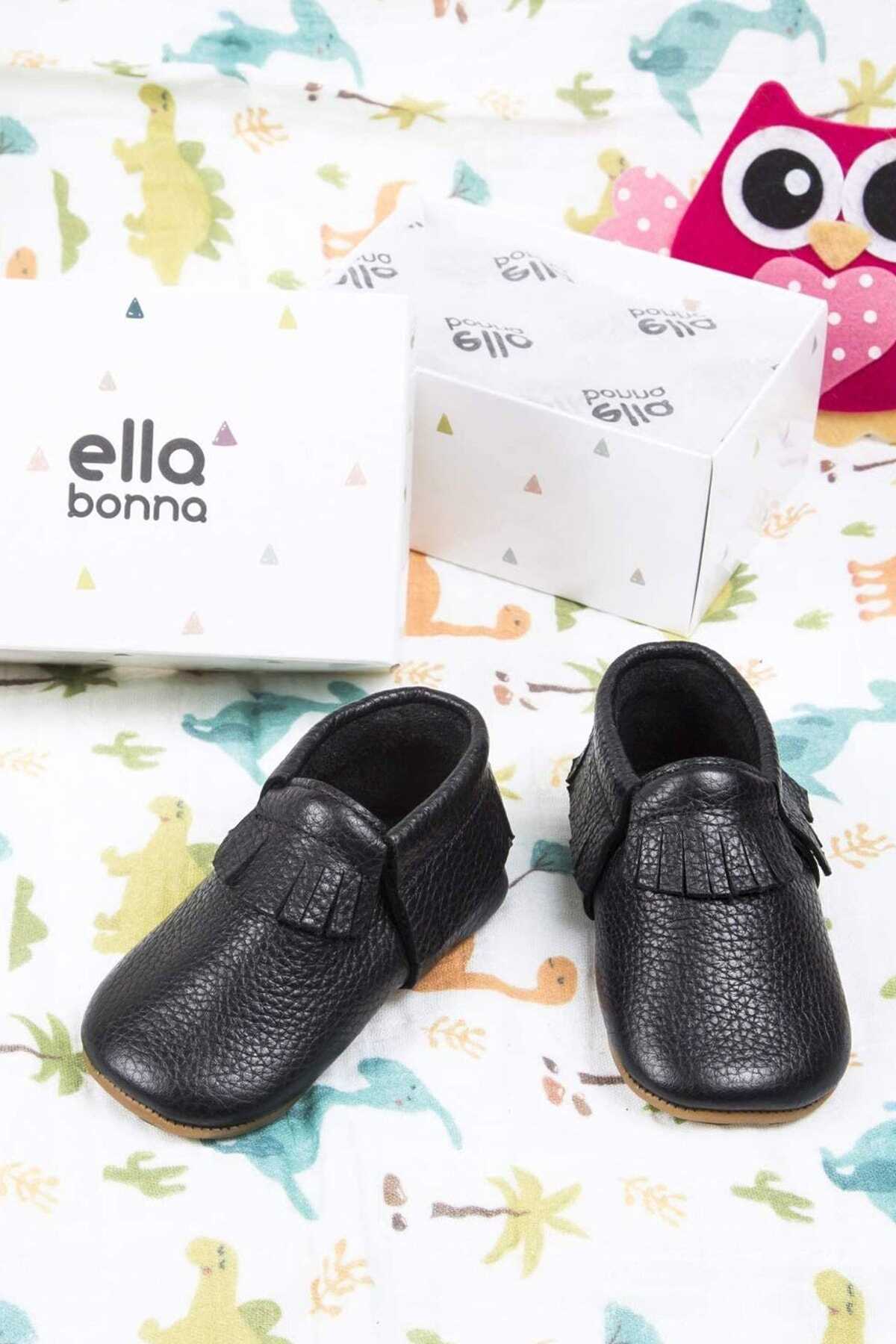 کفش راحتی مدل سرخپوستی بچه گانه یونیسکس مشکی برند Ella Bonna