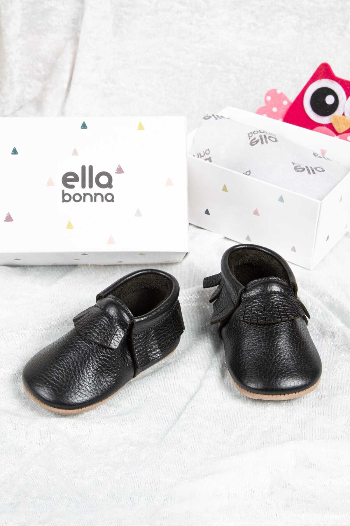 کفش راحتی مدل سرخپوستی بچه گانه یونیسکس مشکی برند Ella Bonna