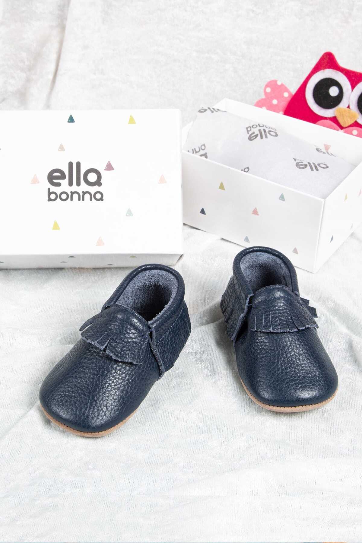 کفش راحتی مدل سرخپوستی بچه گانه یونیسکس سرمه ای برند Ella Bonna