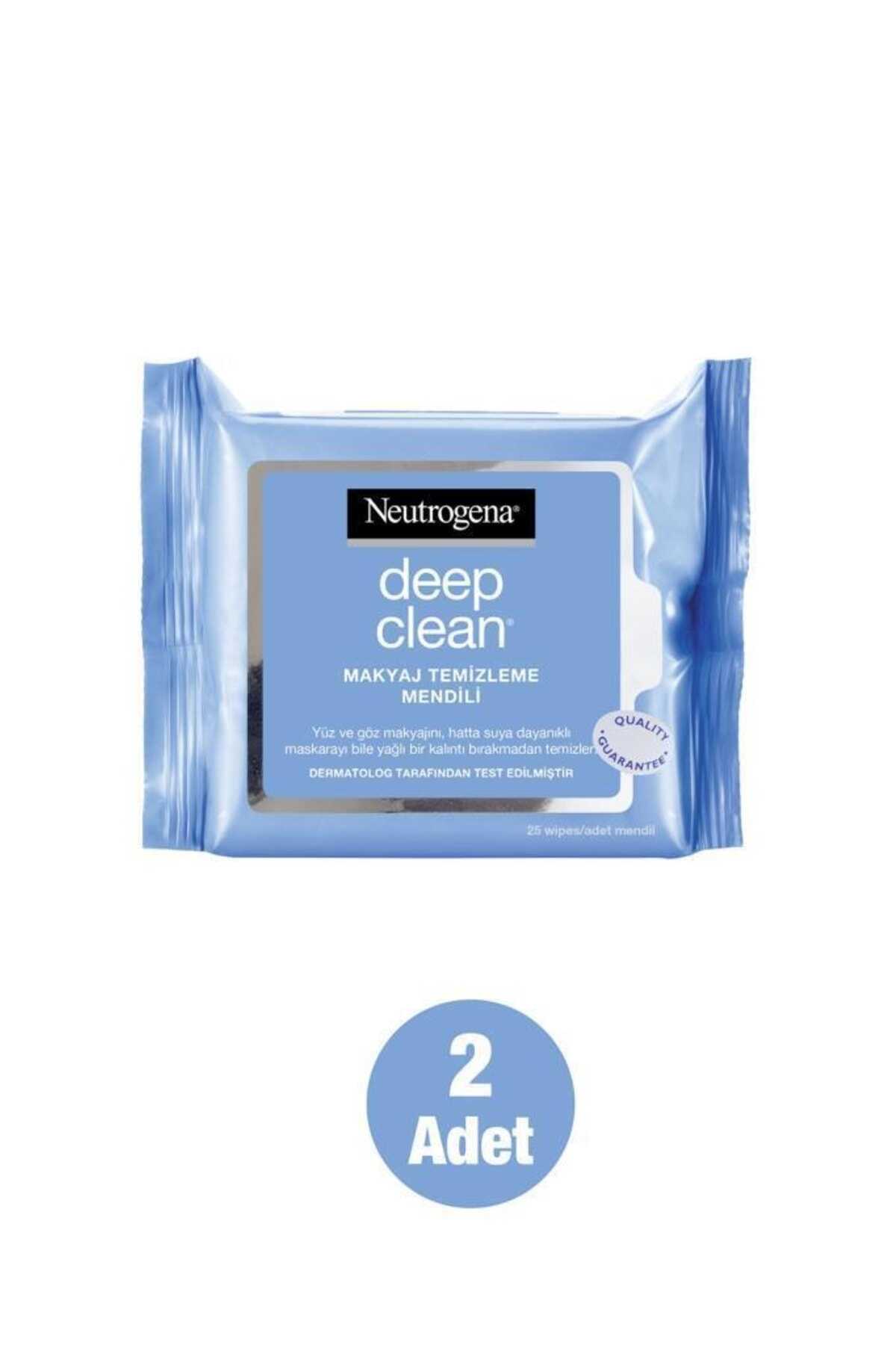 دستمال مرطوب پاک کننده آرایش 2 بسته 25 عددی سری Deep Clean برند Neutrogena 