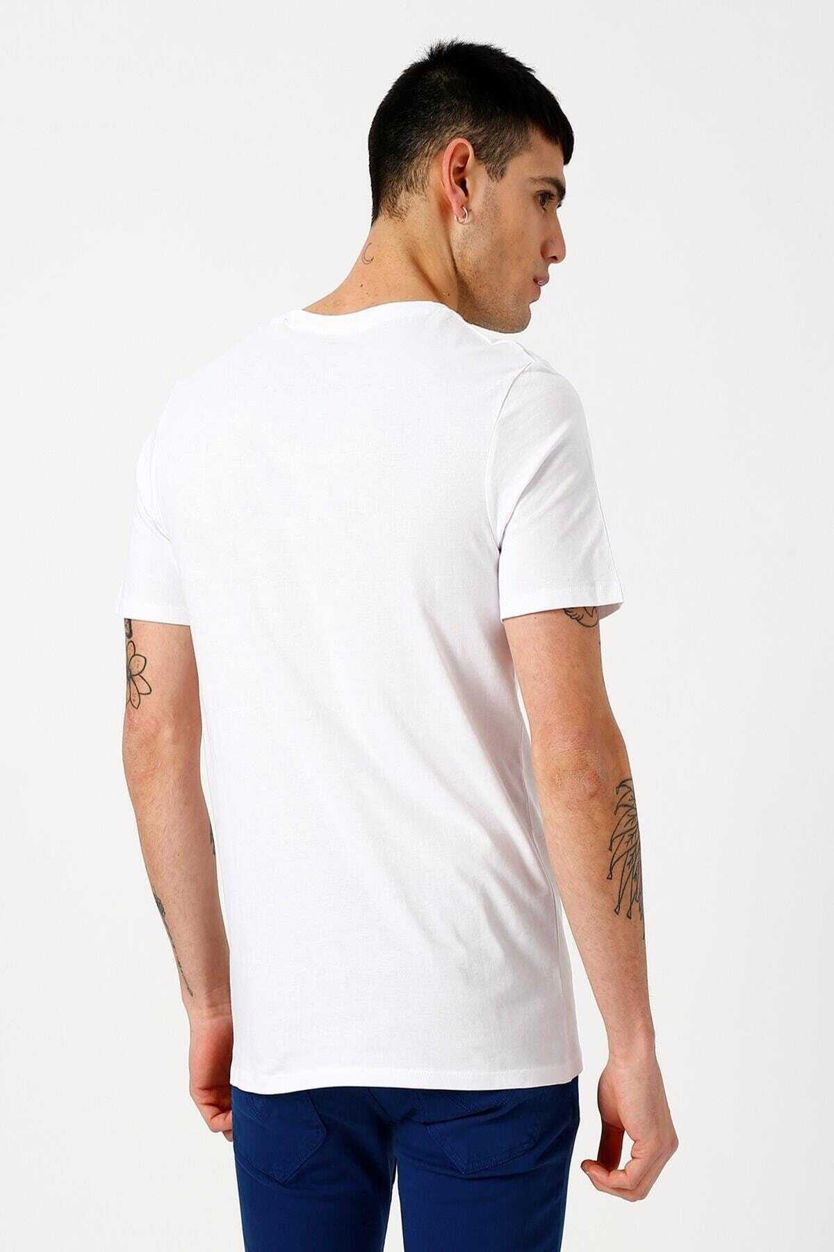تیشرت مردانه آستین کوتاه یقه گرد چاپ دار سفید برند Jack & Jones