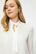 بلوز آستین بلند دکمه ای یقه کراوات زنانه سفید برند Koton 