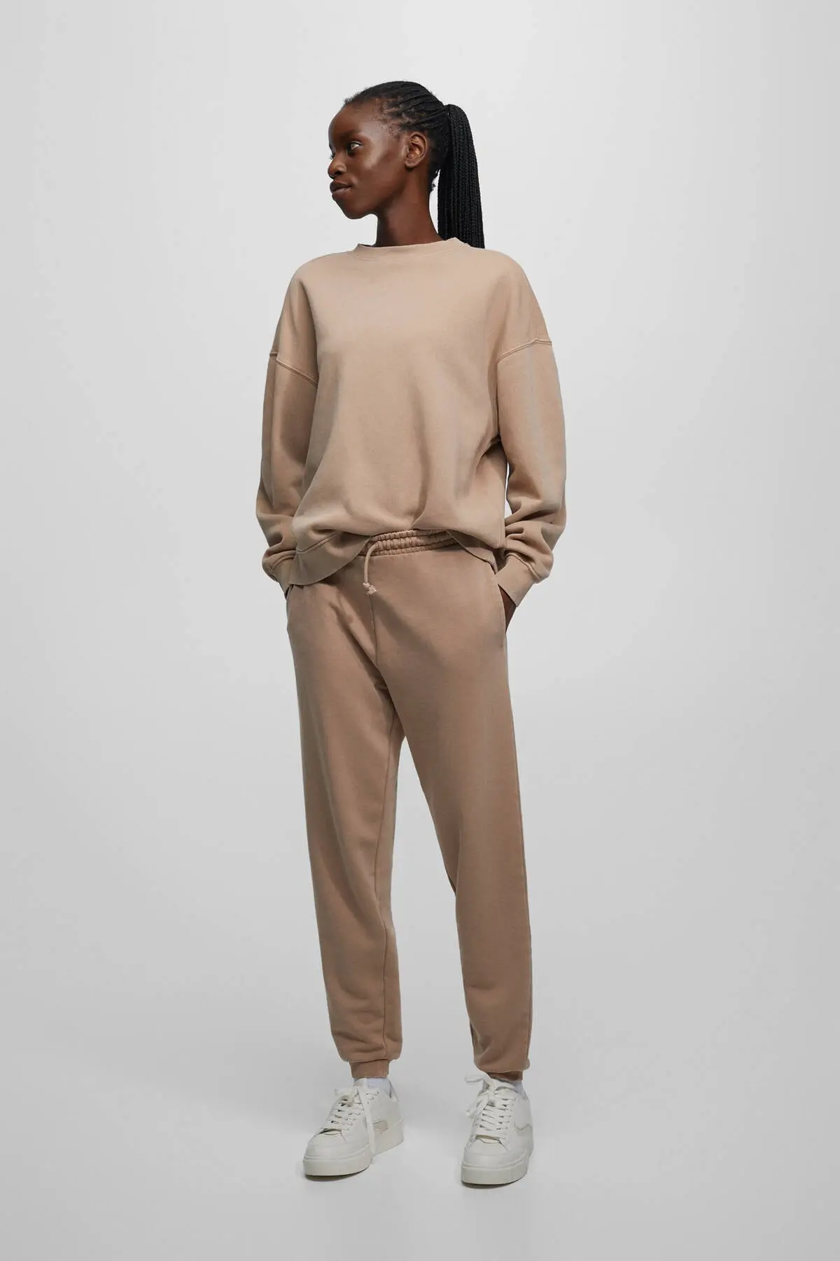 دورس یقه گرد زنانه بژ برند Pull Bear 