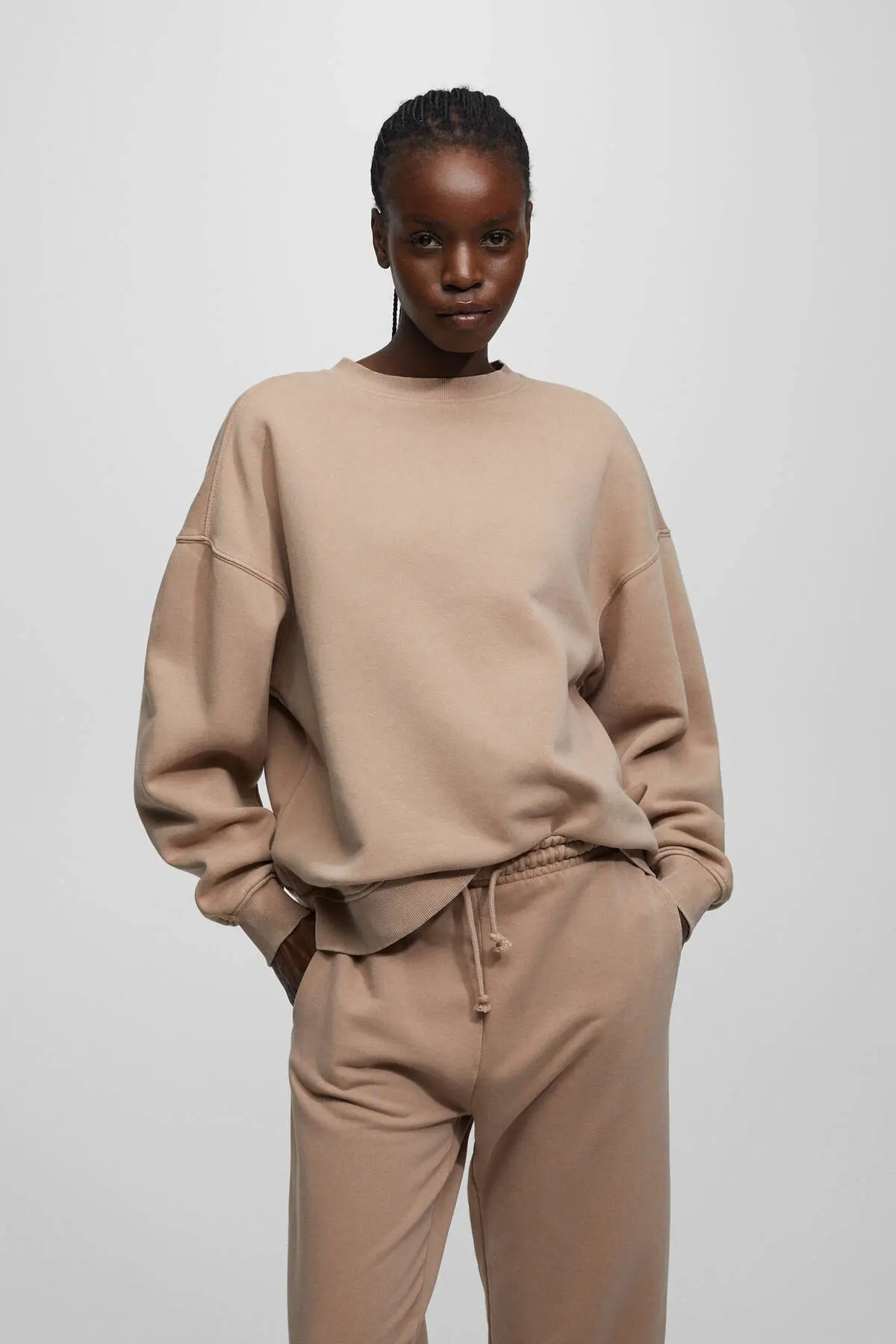 دورس یقه گرد زنانه بژ برند Pull Bear 