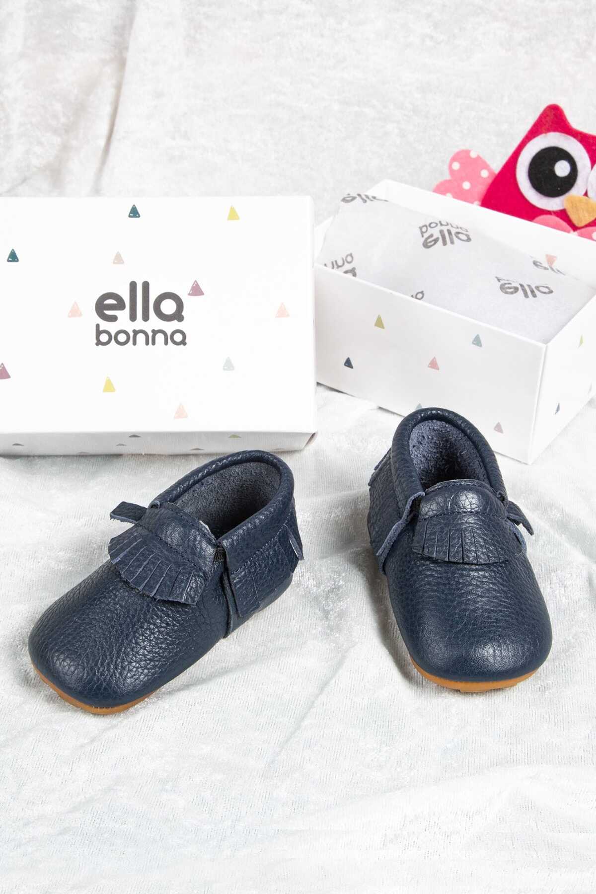 کفش راحتی مدل سرخپوستی بچه گانه یونیسکس سرمه ای برند Ella Bonna
