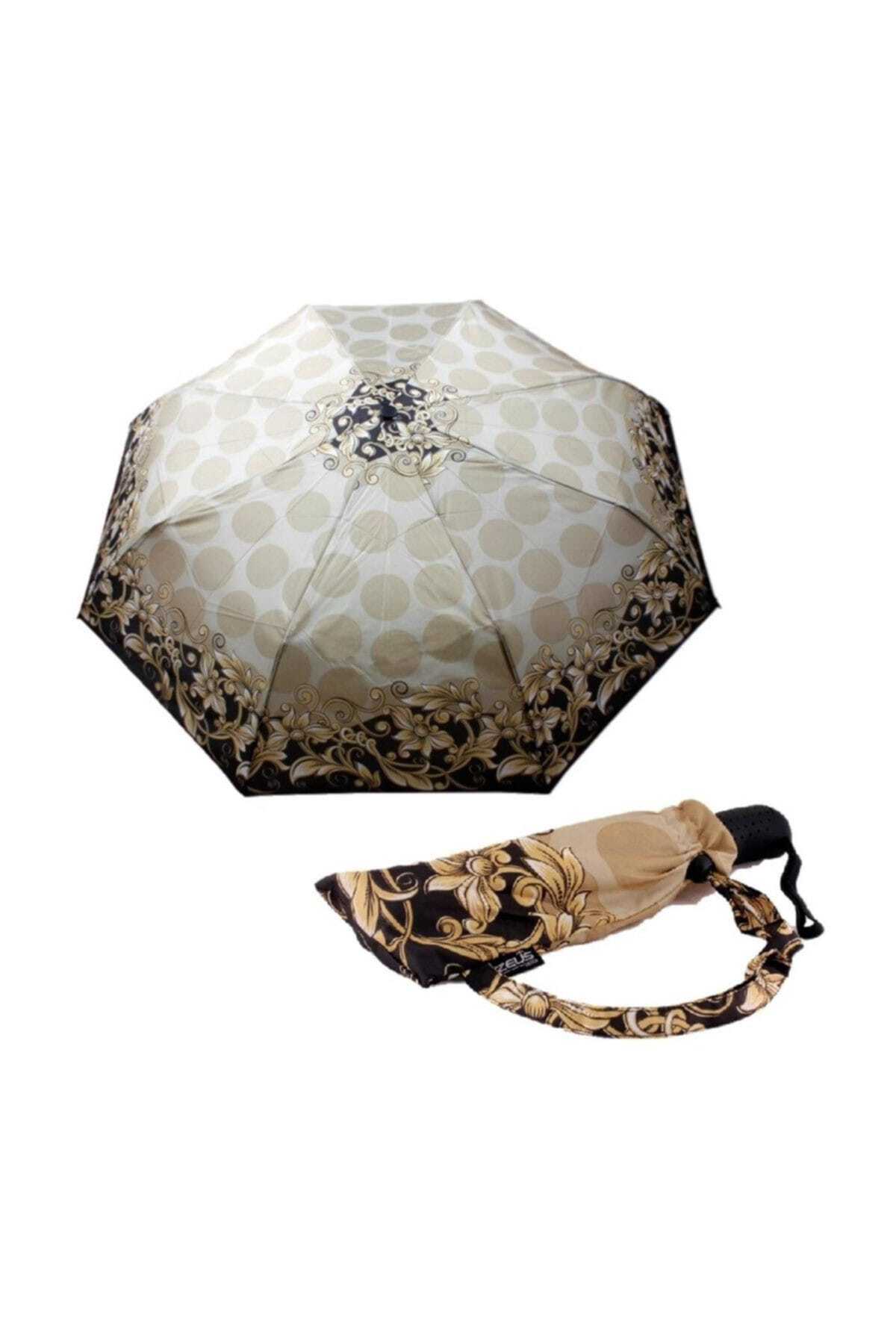چتر ضد باد طرح دار مشکی طلایی برند Zeus&Co