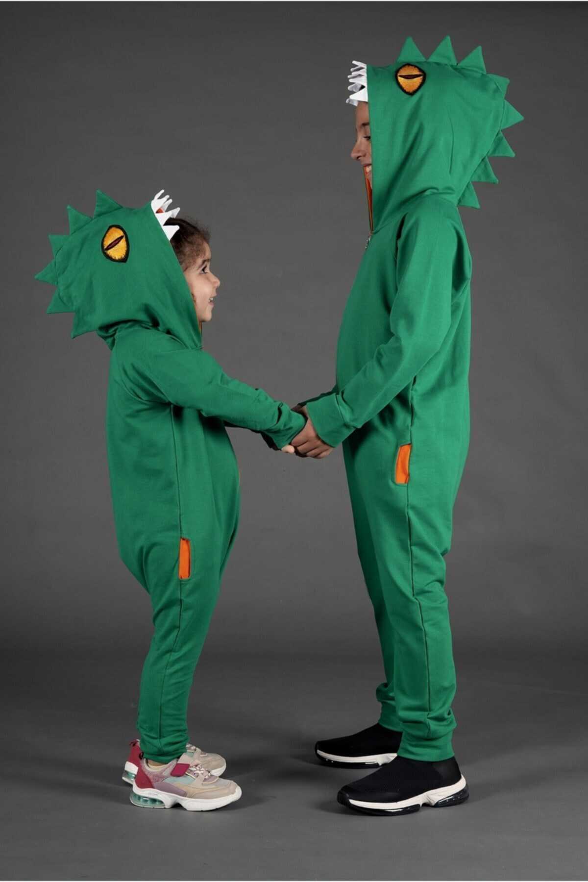 سرهمی بچه گانه پسرانه زیپی طرح اژدها سبز برند Baokids