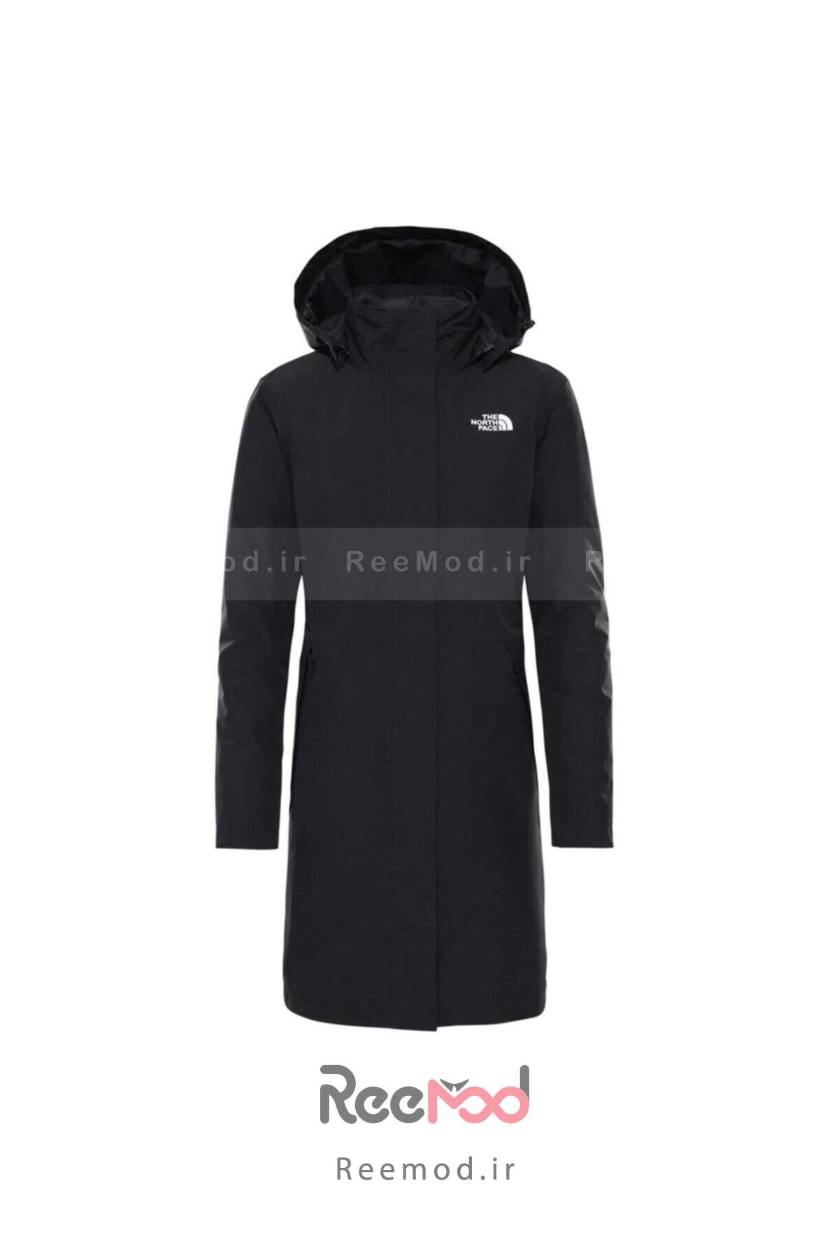 پارکا زنانه دو رو بلند یقه ایستاده کلاه دار مشکی برند THE NORTH FACE