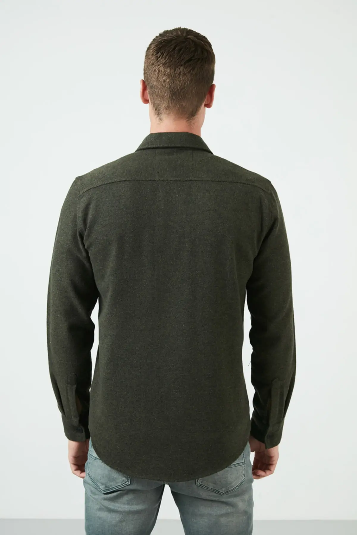 پیراهن زمستانی زیپ دار دو جیب مردانه سبز تیره برند Buratti 