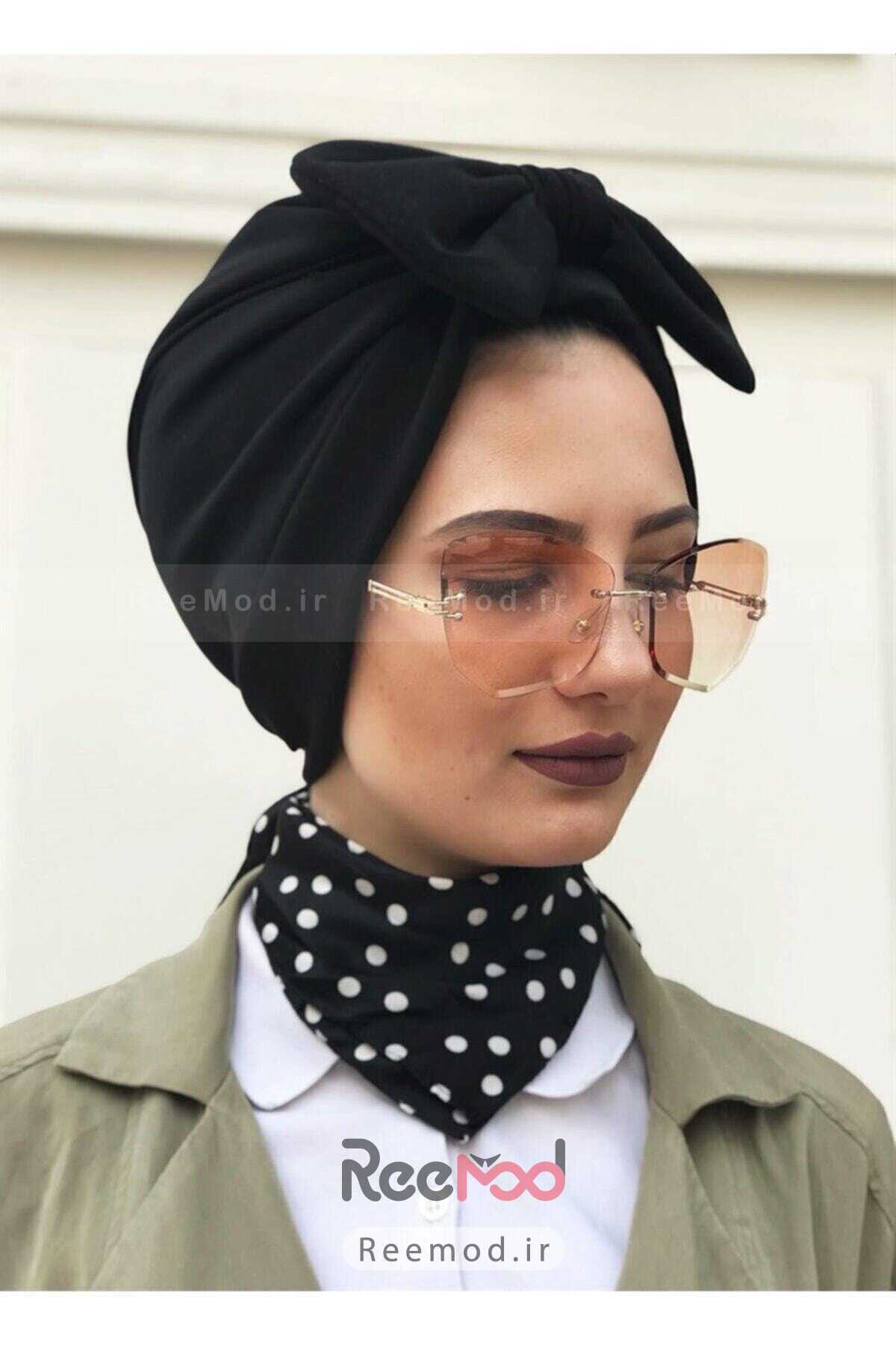 سرپوش زنانه آماده مدل پاپیون مشکی برند Gültopu Eşarp & Şal