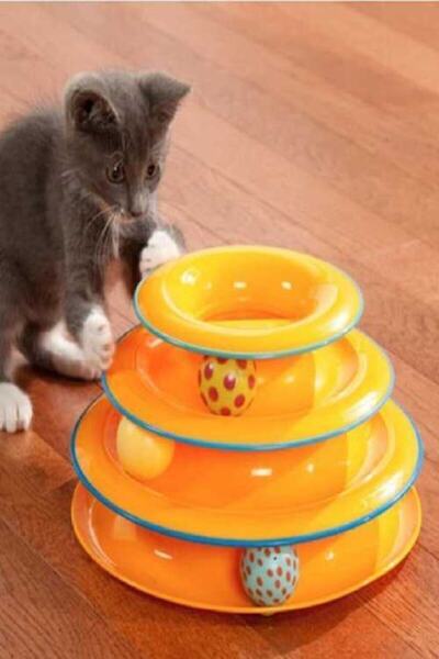 اسباب بازی مخصوص گربه 3 طبقه زرد برند TİNEKE
