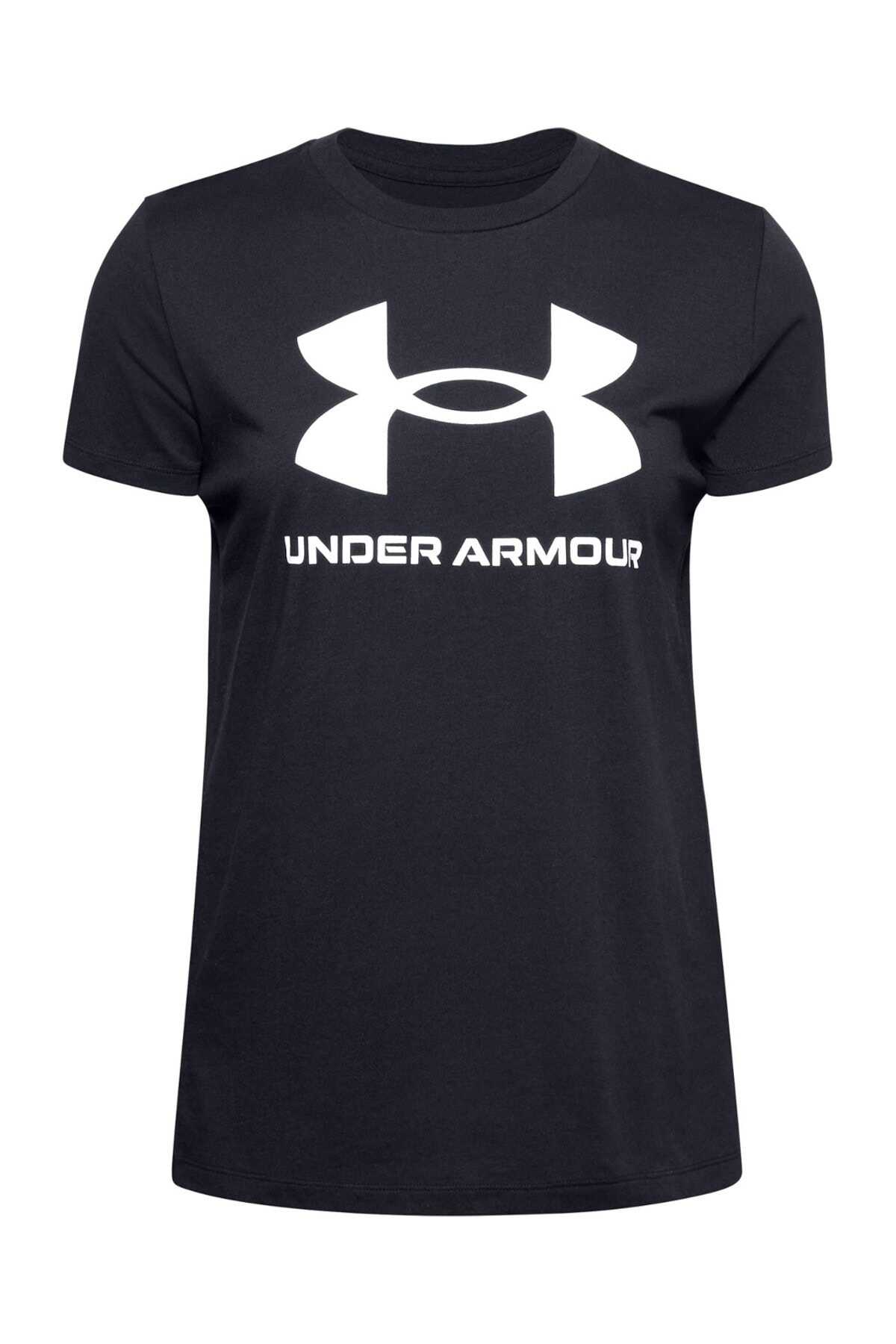 تیشرت اسپرت یقه گرد چاپ دار زنانه مشکی سفید برند Under Armour