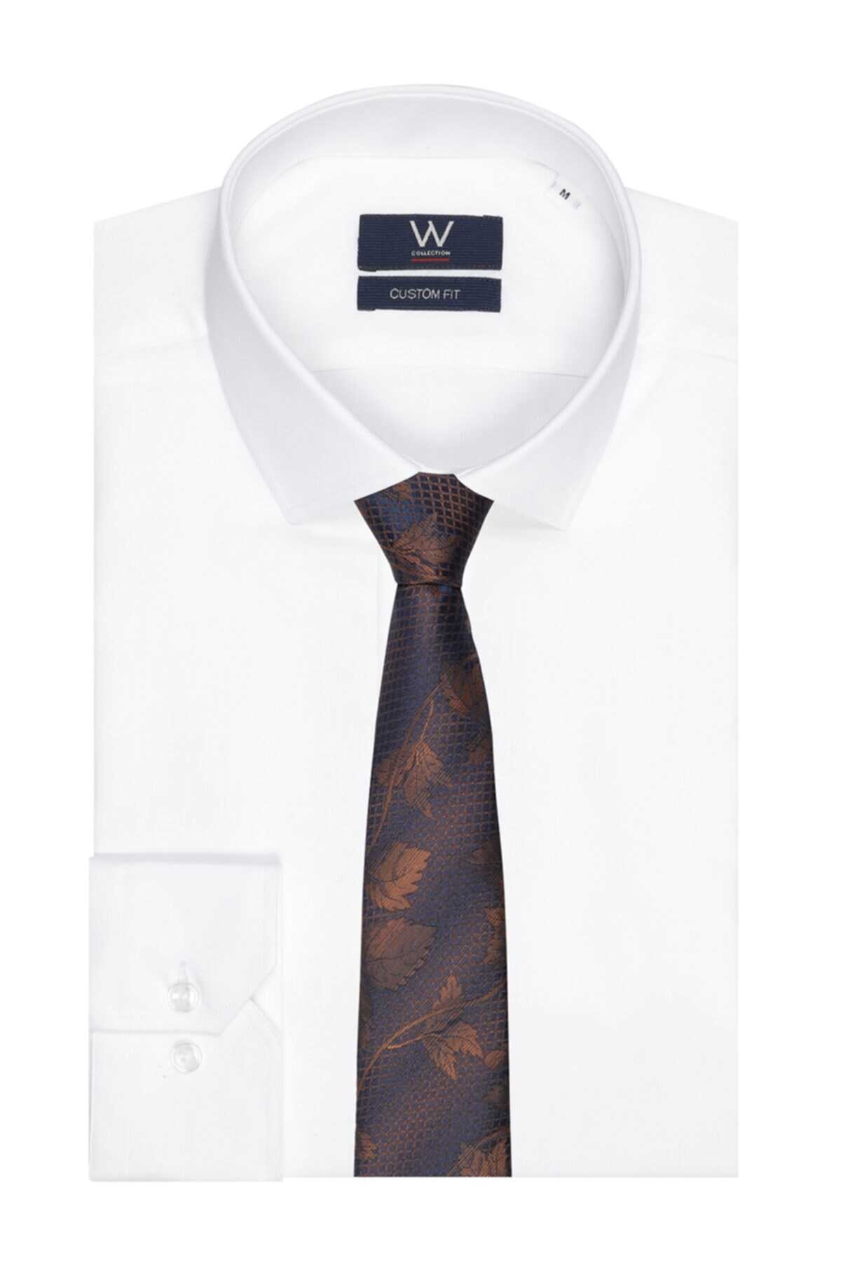 کراوات طرح برگ مردانه قهوه ای برند W Collection