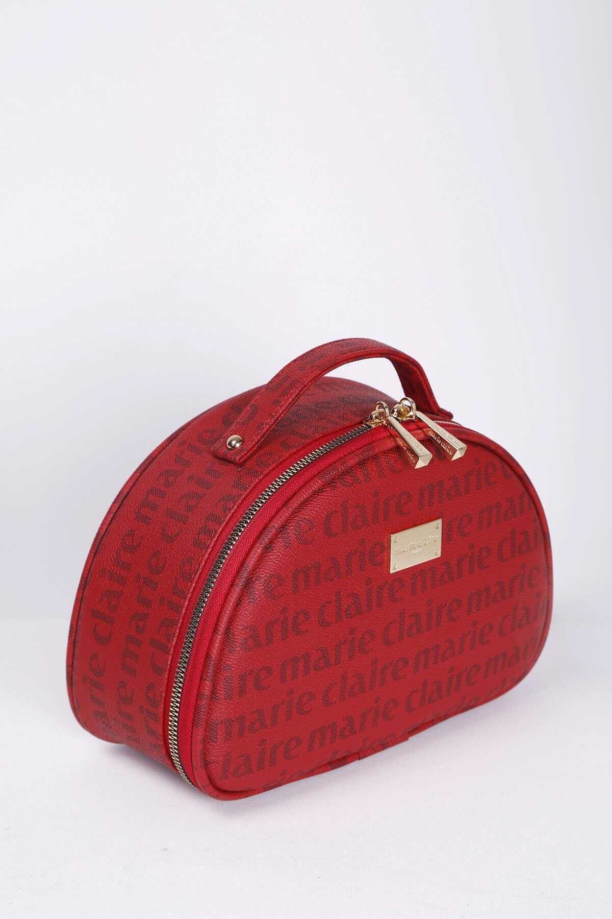  کیف لوازم آرایشی زنانه طرح دار چرم قرمز برند Marie Claire